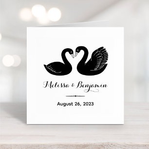Pair of Black Swans Save the Date Wedding Rubber Stamp