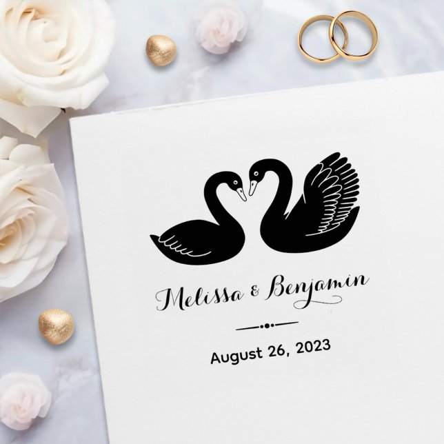 Pair of Black Swans Save the Date Wedding Self-inking Stamp (Creator Uploaded)
