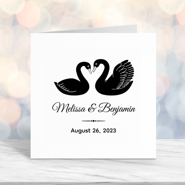 Pair of Black Swans Save the Date Wedding Self-inking Stamp (Creator Uploaded)