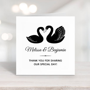 Pair of Black Swans Wedding Thank You Rubber Stamp