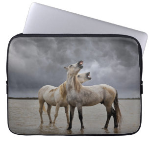 Pair of Camargue Horse Stallions, Southern France Laptop Sleeve
