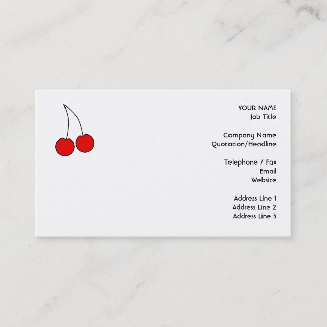 Pair of Cherries. Black, Red and White. Business Card (Front)