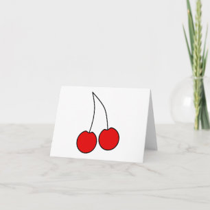Pair of Cherries. Black, Red and White. Card