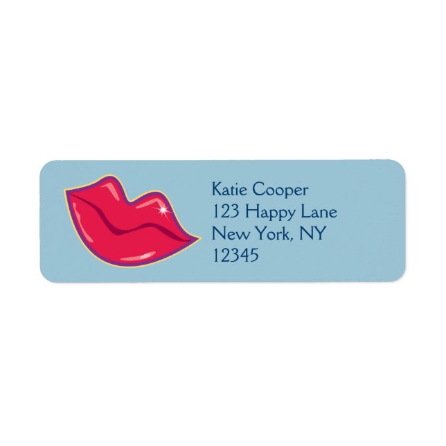 Pair of Cherry Red Lips Return Address Label (Front)