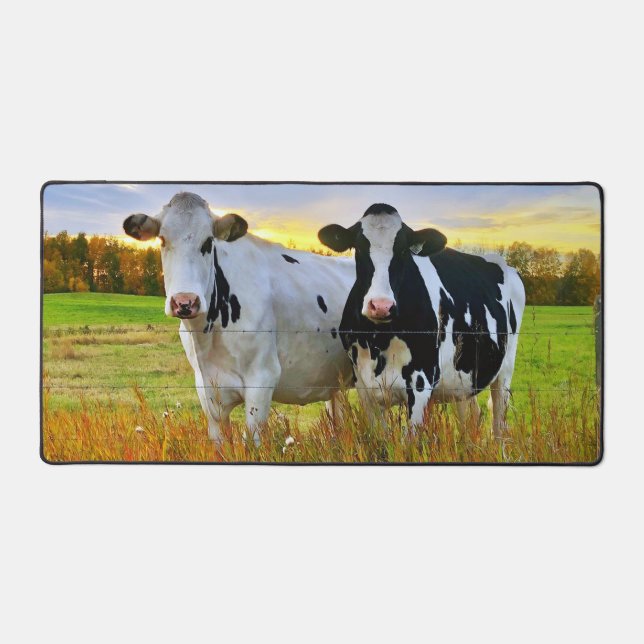 Pair of Cows in the Pasture Desk Mat (Front)