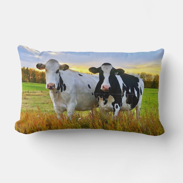 Pair of Cows in the Pasture Lumbar Cushion (Front)
