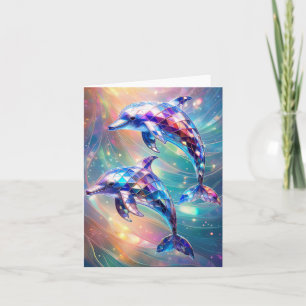 Pair of Crystal Dolphins Card