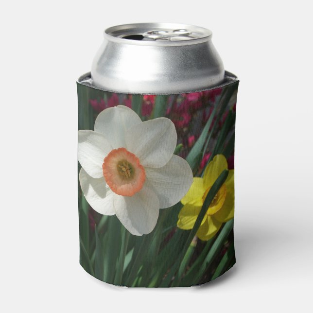 Pair of Daffodils Pink and Yellow Spring Flowers Can Cooler (Can Front)