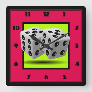 Pair of Dice Square Wall Clock