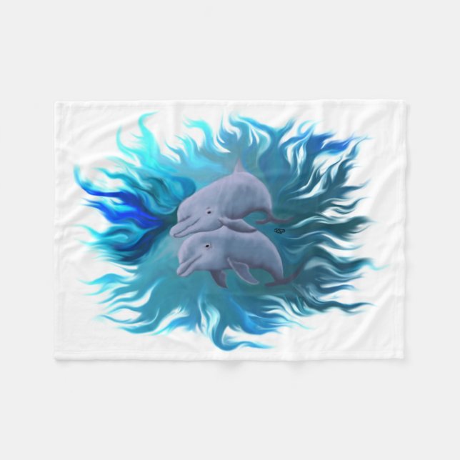 Pair of dolphins fleece blanket (Front (Horizontal))