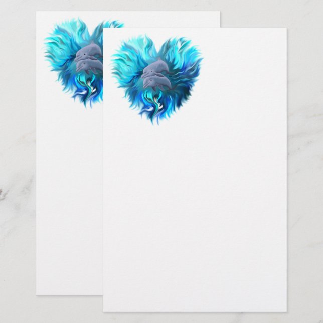 Pair of Dolphins Stationery (Front/Back)