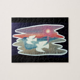 Pair of Doves Flying Jigsaw Puzzle