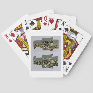 Pair of Eagle-Shaped Brooches (metal and enamel) Playing Cards