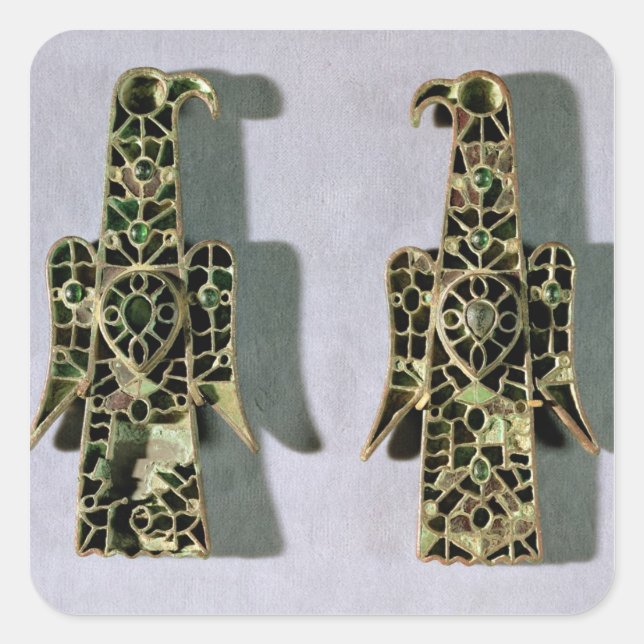 Pair of Eagle-Shaped Brooches (metal and enamel) Square Sticker (Front)