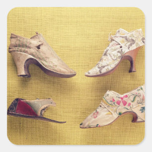 Pair of embroidered shoes, c.1714 square sticker