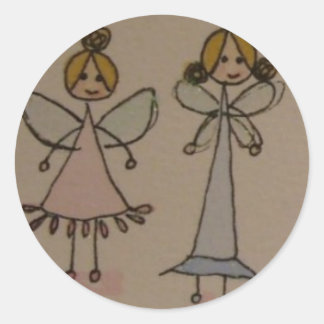 Pair of fairies classic round sticker