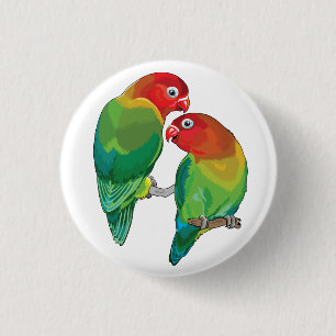 pair of fischer"s lovebirds 3 cm round badge