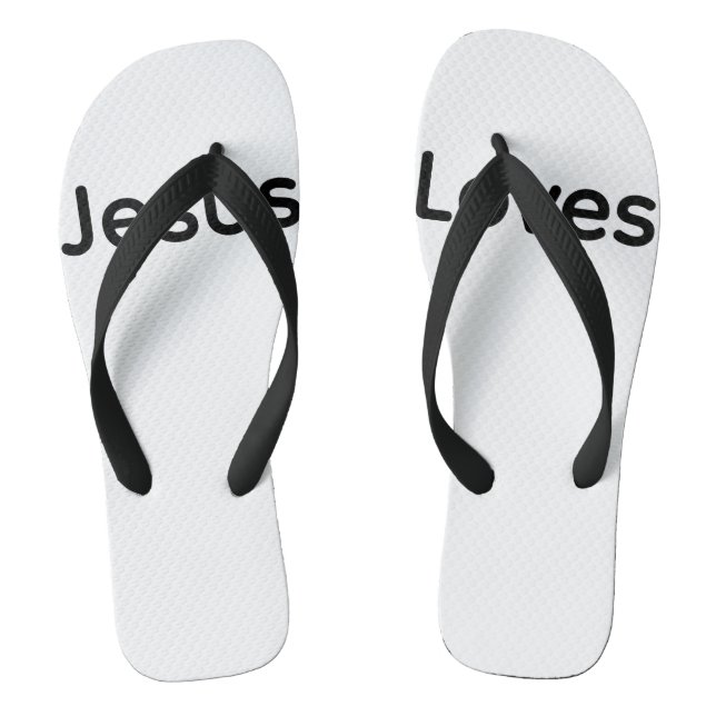 Pair of Flip Flops Jesus loves you Christian  (Footbed)