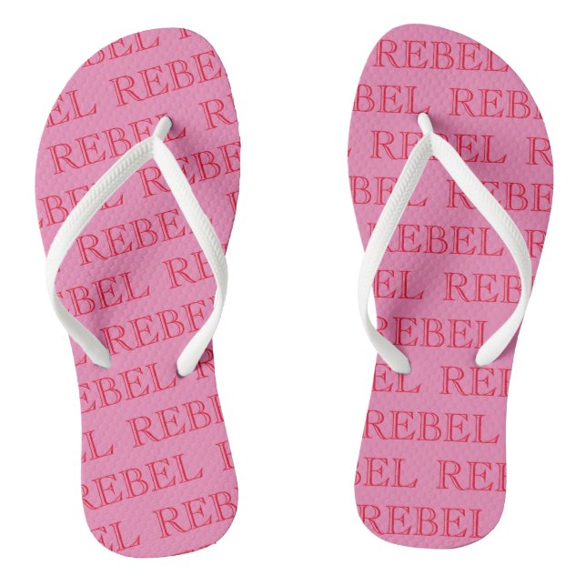 Pair of Flip Flops - REBEL Pink and White (Footbed)