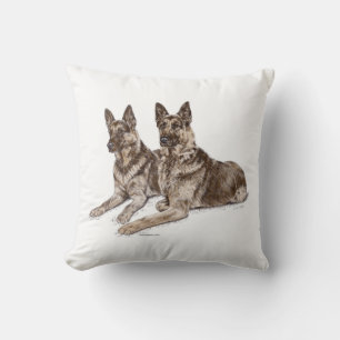 Pair of German Shepherd Dogs Cushion