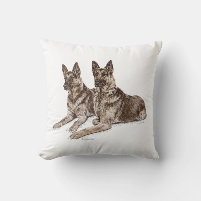 Pair of German Shepherd Dogs Cushion (Front)