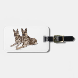 Pair of German Shepherd Dogs Luggage Tag