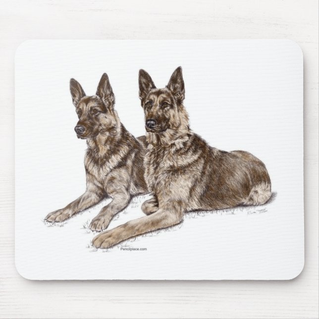 Pair of German Shepherd Dogs Mouse Pad (Front)