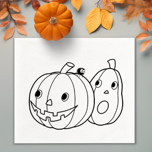 Pair of Halloween Pumpkins Rubber Stamp