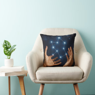 Pair of Hands Creating a Constellation Cushion