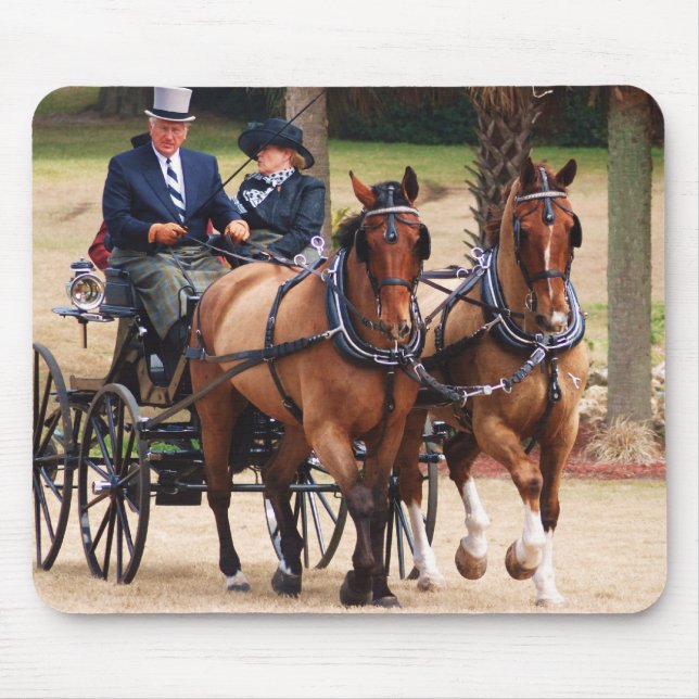 pair of horses pulling carriage mouse pad (Front)