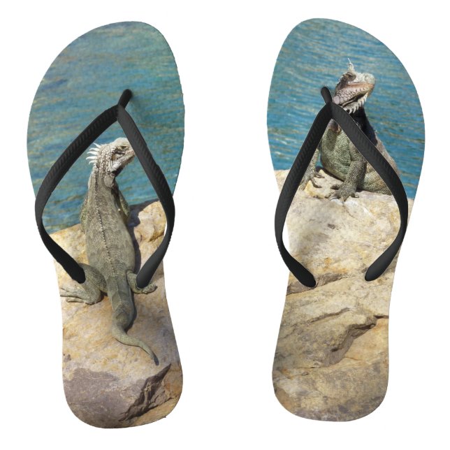 Pair of Iguanas Tropical Wildlife Photography Thongs (Footbed)