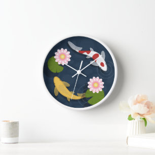 Pair of Japanese Koi Fish Clock