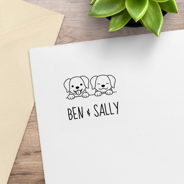 Pair of Labrador Dogs Custom Names Rubber Stamp (Creator Uploaded)