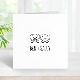 Pair of Labrador Dogs Custom Names Rubber Stamp