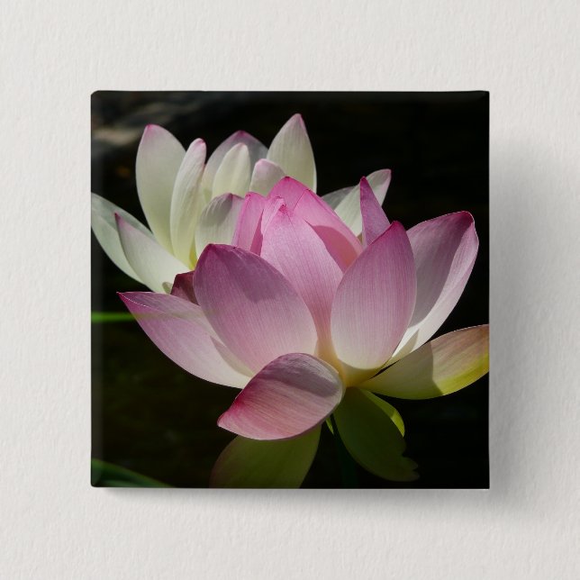 Pair of Lotus Flowers II 15 Cm Square Badge (Front)