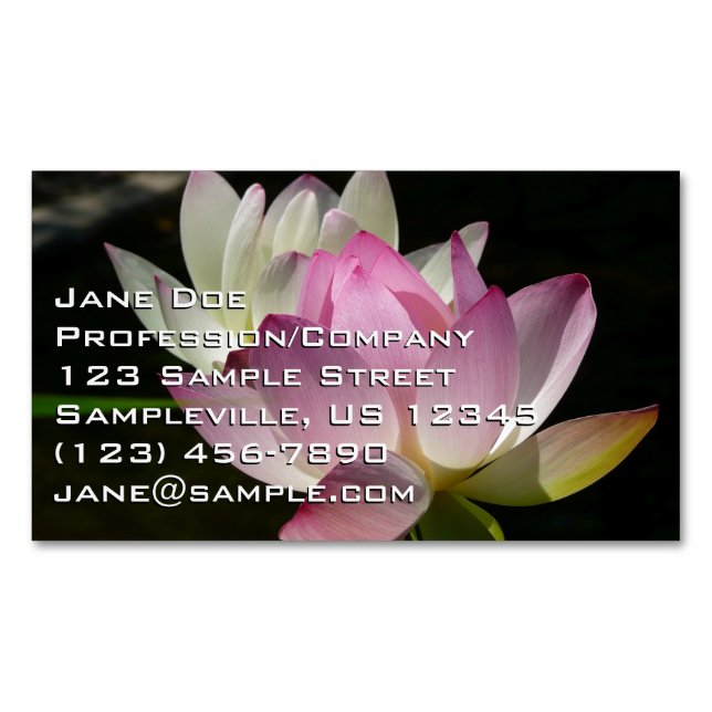 Pair of Lotus Flowers II Magnetic Business Card (Front)