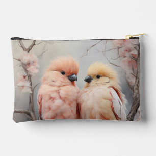 Pair of Lovebirds on Cherry Blossom Accessory Pouch