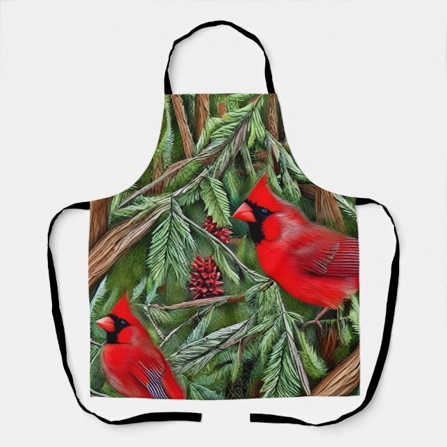 Pair of Majestic Wild Red Cardinals Apron (Front)
