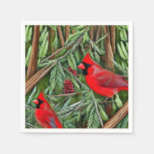Pair of Majestic Wild Red Cardinals Napkin
