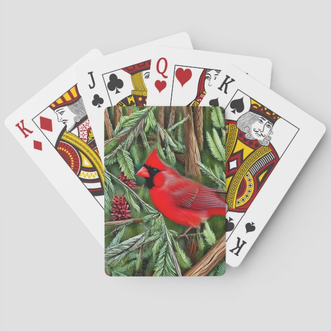 Pair of Majestic Wild Red Cardinals Playing Cards (Back)
