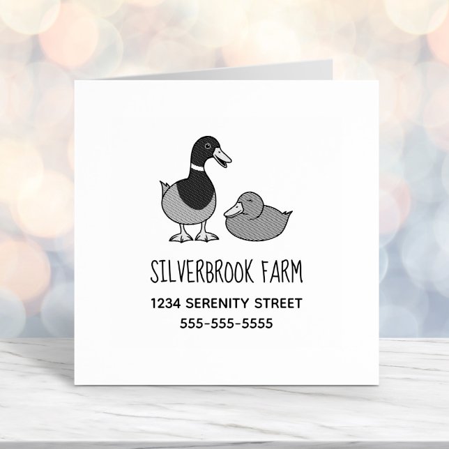Pair of Mallard Ducks Farm Address Self-inking Stamp (Creator Uploaded)