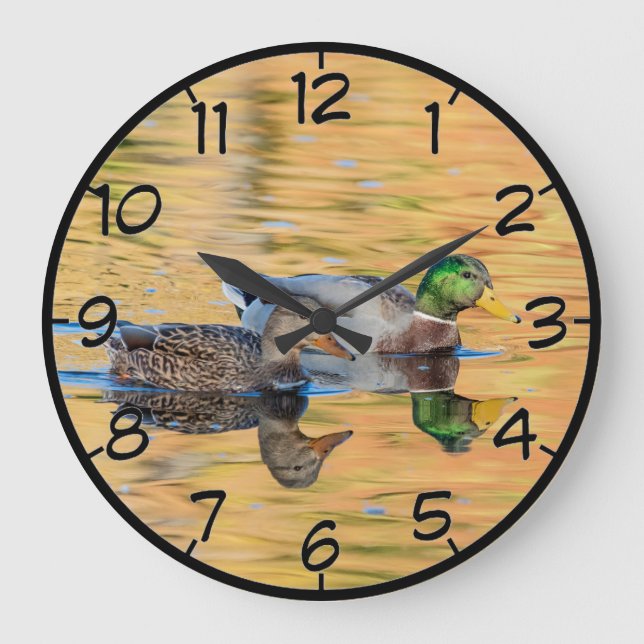 Pair of Mallards Large Clock (Front)