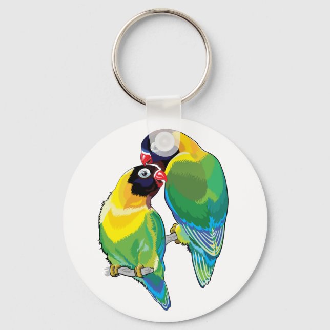 pair of masked lovebirds key ring (Front)