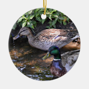Pair of Mated Mallard Ducks Ceramic Ornament