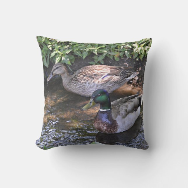 Pair of Mated Mallard Ducks Cushion (Front)