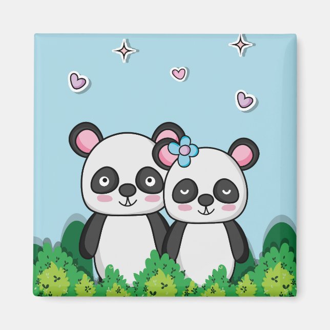 Pair of Pandas Magnet (Front)
