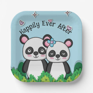 Pair of Pandas Paper Plate
