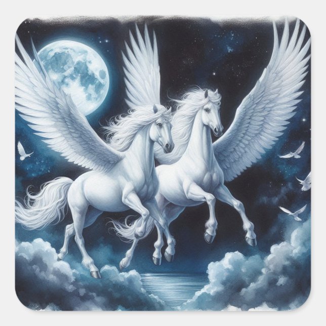Pair of Pegasus in the Night Sky Sticker Sheet (Front)