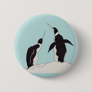 pair of penguins 6 cm round badge