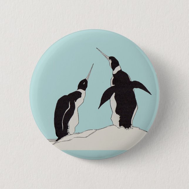 pair of penguins 6 cm round badge (Front)